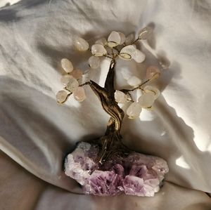 Amethyst and rose quartz tree